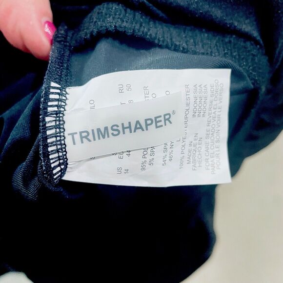 Trimshaper One Piece Swimsuit Size 14 Black Leopard Slimming Rouching Bra Cups - Picture 7 of 12